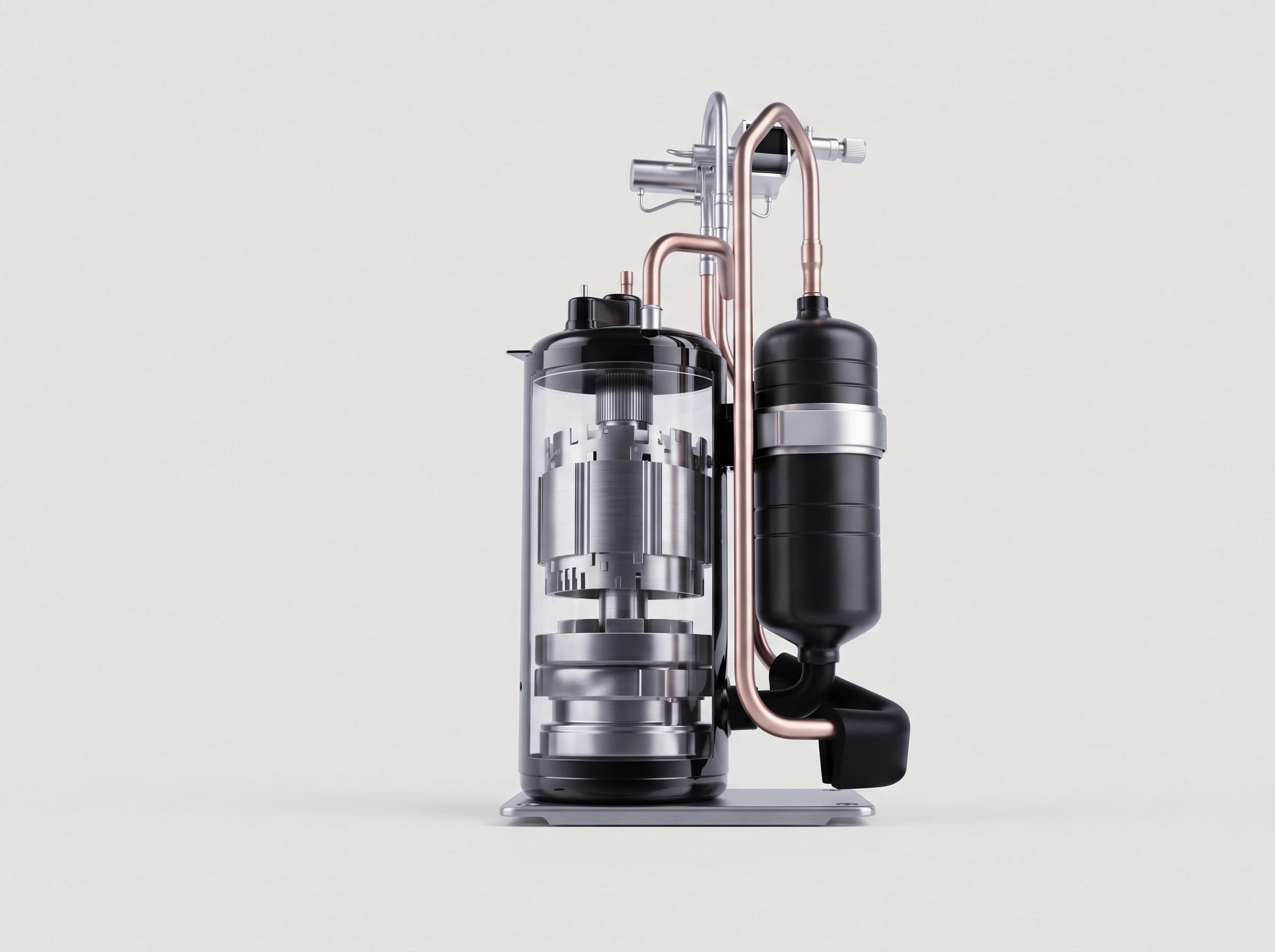 Unidade interior BAUF Air X com um corte do compressor inverter